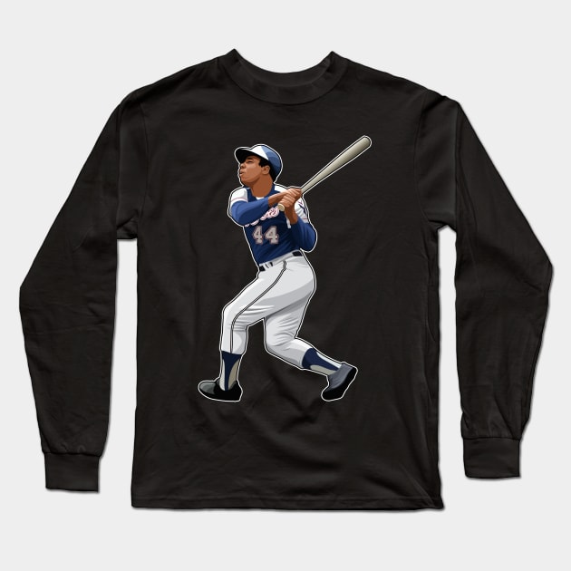 Hank Aaron #14 Swings Legend Long Sleeve T-Shirt by RunAndGow